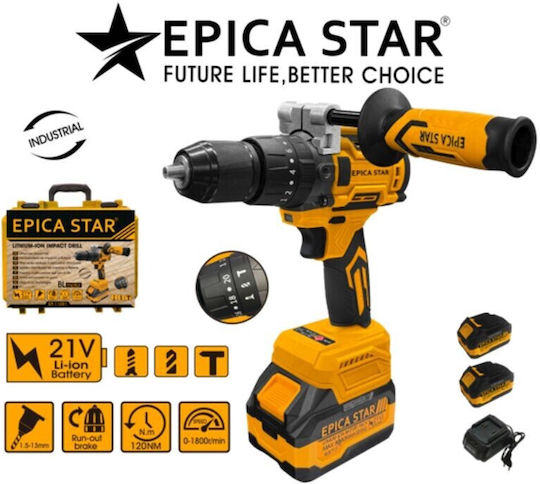 Epica Star EP-11091 Ударен Акумулаторен Безчетков Дрелка-Винтоверт 21V