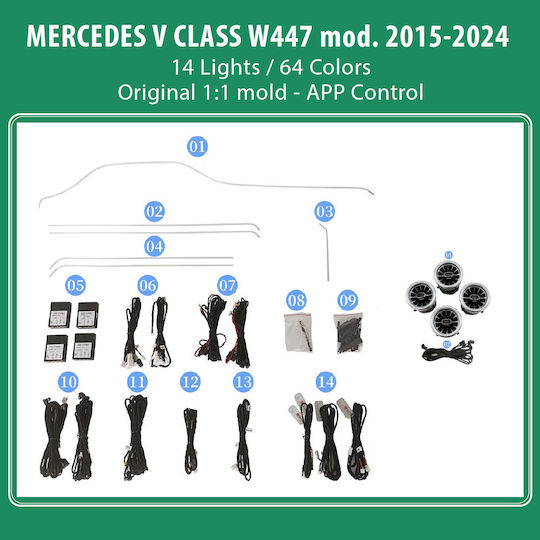Diq Ambient Mercedes V Class Ckcp Digital Iq Ambient Light Kit Mercedes V Class W447 Mod 2015-2024