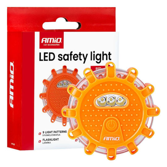 Amio Amio Emergency Safety Light Magnetic Rechargeable 12 SMD LED Red & 3 SMD White Immediate Hazard Signaling Portable Light – 1 Pc 04673/am 04673/am