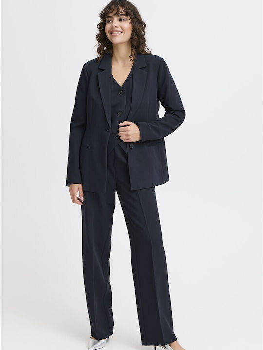 Fransa Blazer Für Damen Tailliert Blau