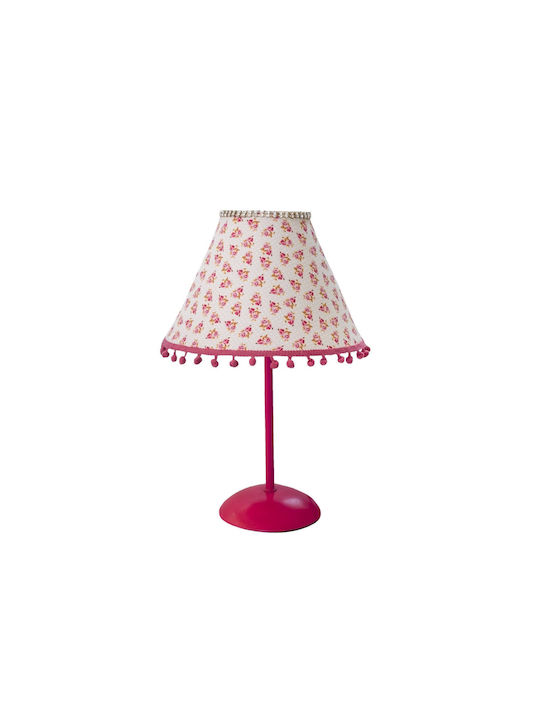 Small Metal Table Lamp with Pink Shade and Base