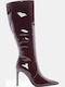 Damenstiefel aus Lackleder mit Hohem Absatz Burgundisch