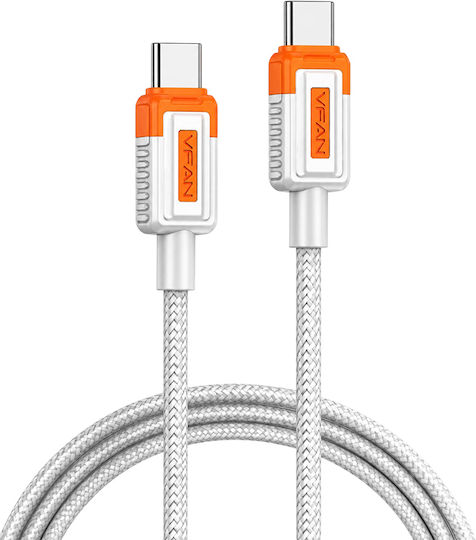 Vipfan USB 2.0 USB-C Male To USB-C 60W PD Cable White 2m