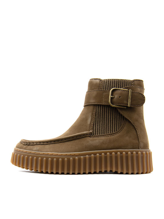 Clarks Torhill Кожени дамски ботуши Кафяви