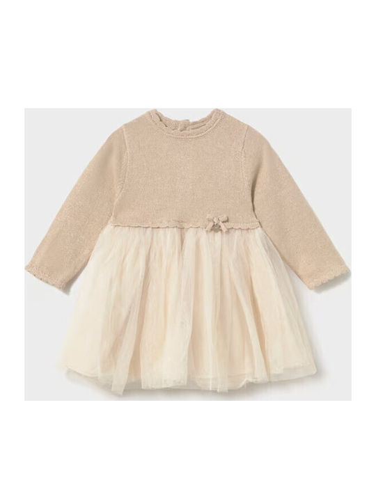 Mayoral Girls Knitted Dress Brown Dark