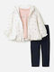 Kids Sweatpants Set Ecru and Blue 3 Pieces