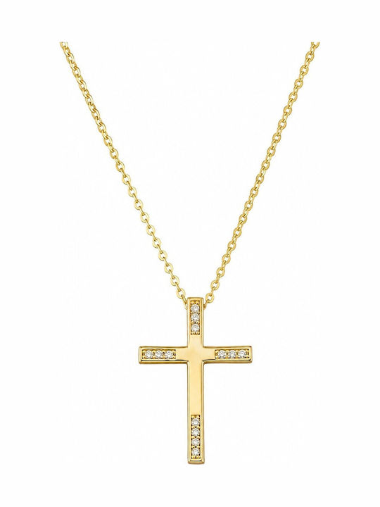 Senzio Belibasakis Women's Gold Cross 9K with Chain