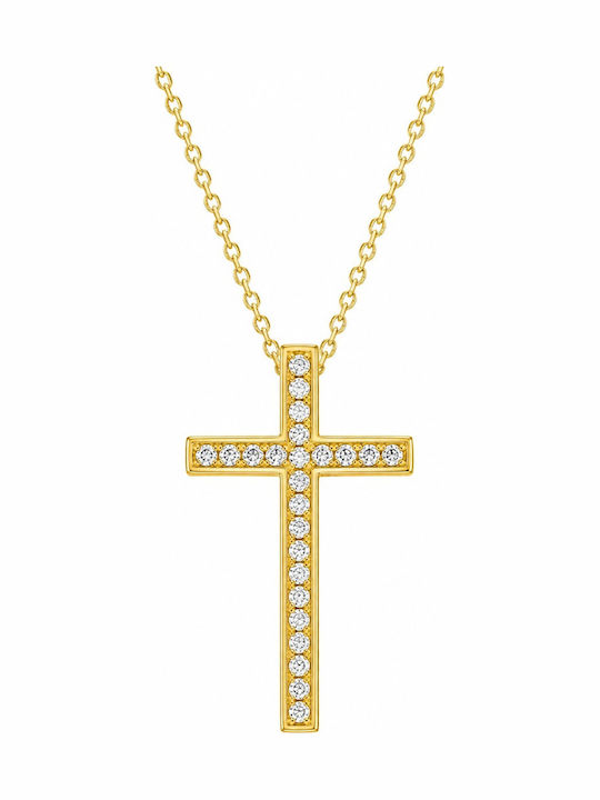 Senzio Belibasakis Women's Gold Cross 9K with Chain