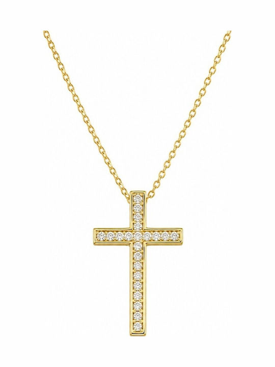 Senzio Belibasakis Women's Gold Cross 9K with Chain