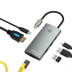 Blueendless Док / USB-C Докинг станция с HDMI 4K PD Ethernet (AT781I)