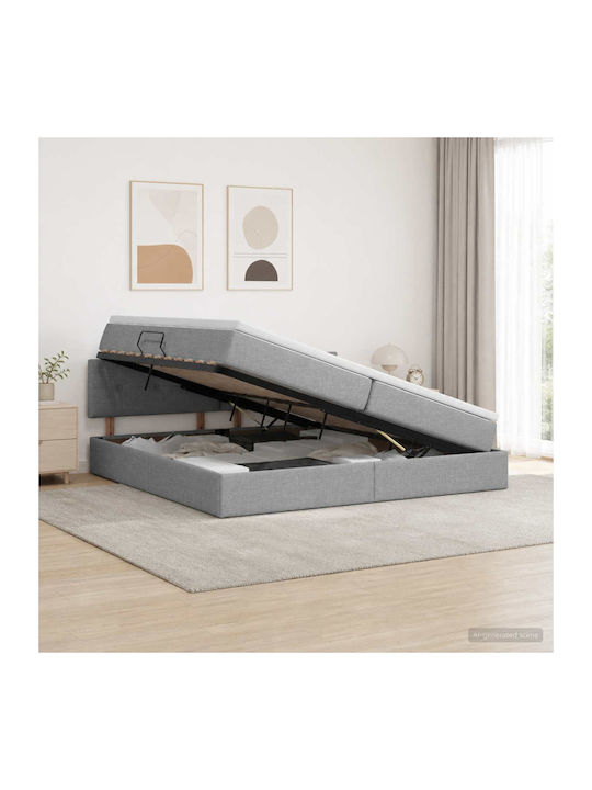 Wandbett King Size Bezogen mit Samt Hellgrau mi...