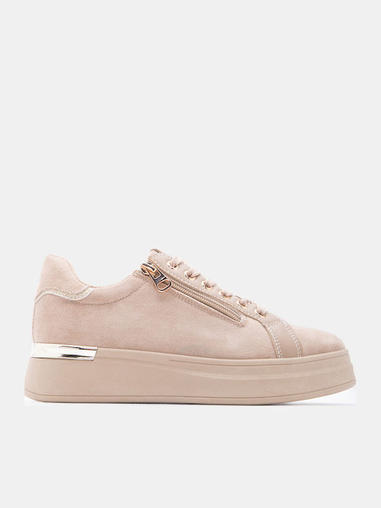 Luigi Women's Flatforms Sneakers Beige-Dark