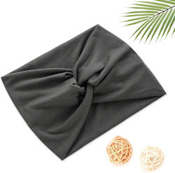 Crossed Headband Hair In Cotton Soft Solid Refined Gray Coal