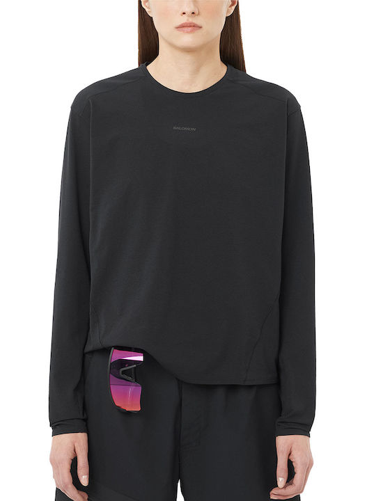 Damen Sport Langärmeliges Schwarzes Top