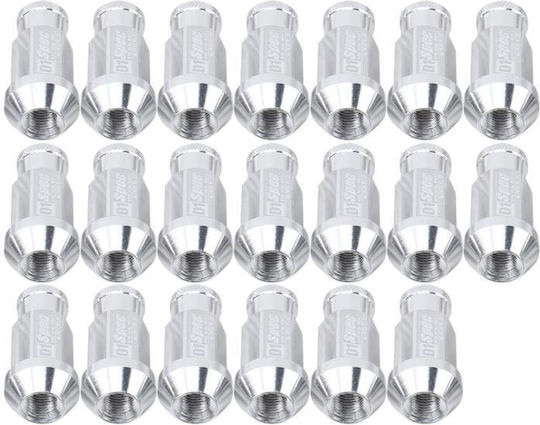 D1spec 20 Pieces Set Wheel Nuts M12 X 1.5 Racing Silver