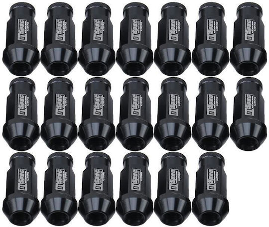 D1spec 20 Pieces Set Wheel Nuts M12 X 1.5 Racing Black