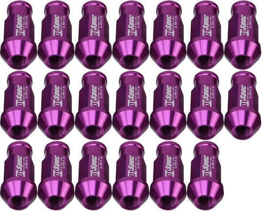 D1spec 20 Pieces Set Wheel Nuts M12 X 1.5 Racing Purple