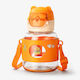 Kinder Trinkflasche aus Silikon mit Stroh Orange 630ml