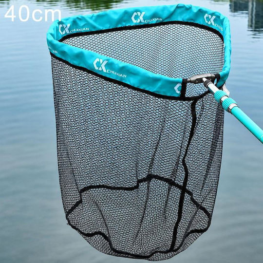 Teleskopisches Fischernetz Mit Großem Fischfang Überzug Aus Aluminiumlegierung Netzkopf Aufbewahrungstasche Dreiecksform 40cm Blau