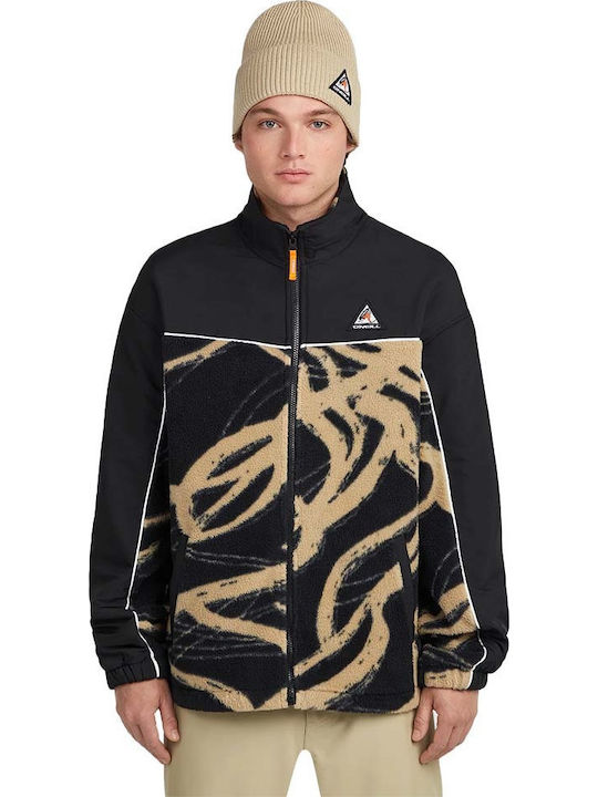 Herren Fleecejacke Schwarz Beige