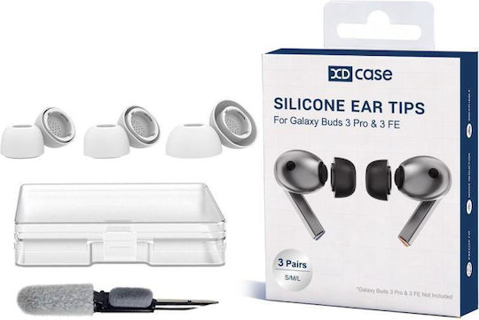 Galaxy Buds3 Pro 4 Pro 3 Fe Xdcase 3 Ζεύγη Κιτ Σιλικόνης Ακουστικά Μέγεθος S M L Βούρτσας Καθαρισμού Τυχαίο Λευκό