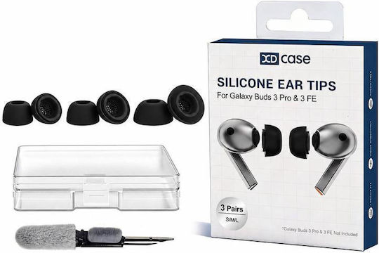 Galaxy Buds3 Pro 4 Pro 3 Fe Xdcase 3 Чифта Комплект Силиконови Аксесоари за Слушалки Размер S M L Четка за Почистване Случаен Черен