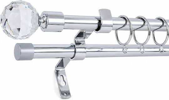 My Home Luxury Ausziehbare Metallische Vorhangstange Double mit Stange 200cm Silber