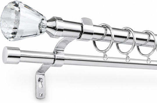 My Home Luxury Ausziehbare Metallische Vorhangstange Double mit Stange 200cm Silber