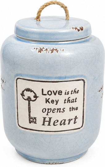 Μπισκοτιέρα Γκρι Κεραμικό Φυσικό Υλικό Love Is Key 15x21 Cm
