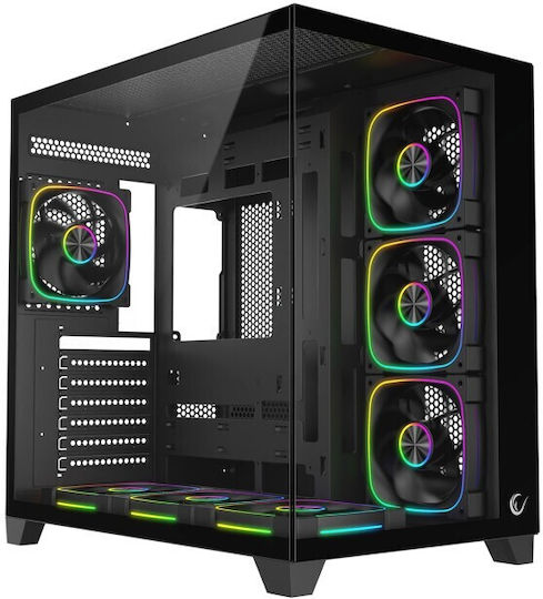 Rampage Sealite Black Gaming Midi Tower Computer Case with Side Window and ARGB Lighting Black