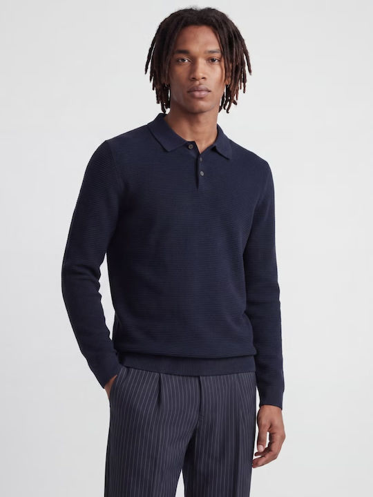 Jack & Jones Polo Pulover Mânecă lungă Dark Navy