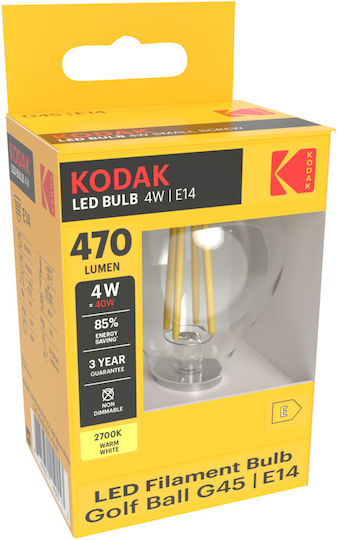 Kodak LED Лампа 4W За Накрайник E14 И Форма G45 Хладно Бяло