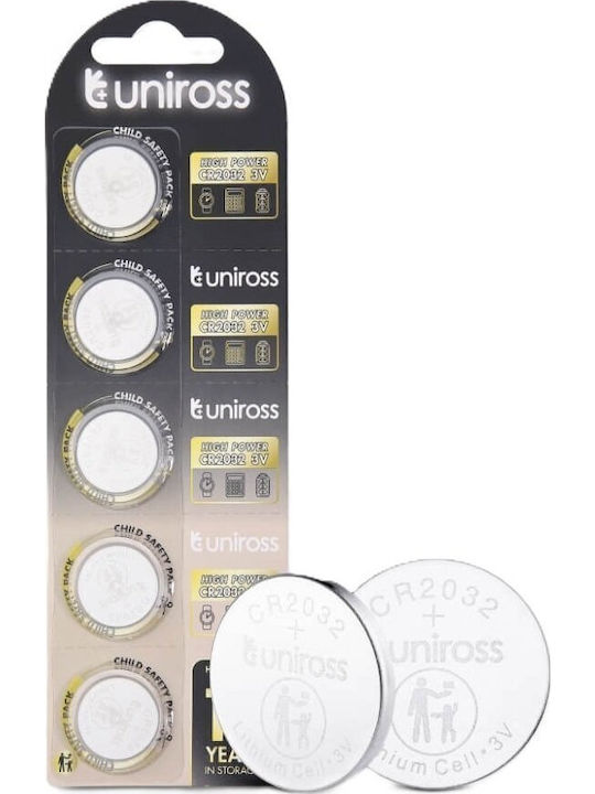 Uniross Baterie Litiu Buton Cr2032hp Putere Mare Pachet 5 Bucăți