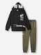 Kids Tracksuit Set With Top Black Khaki 2 Pieces