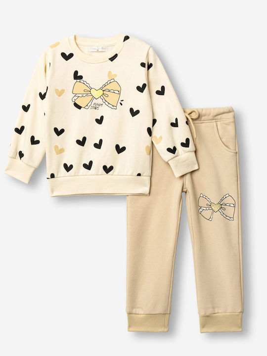 Kids Sweatpants Set Ecru-Beige