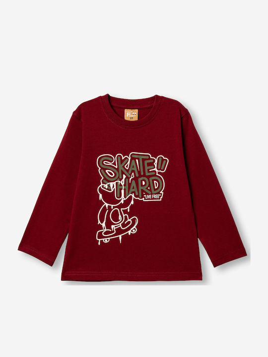 Kids Long-sleeved Burgundy Top