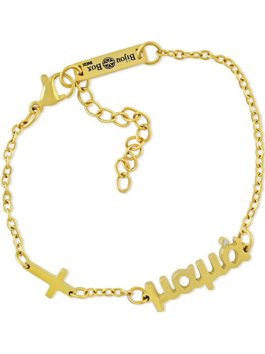 Bijou Box Damenarmband mit Mutti-Design aus vergoldetem Stahl mit Zirkon