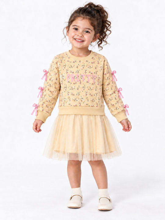 Funky Girls Dress Tulle Beige