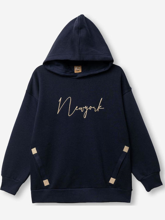 Kinder-Sweatshirt mit Kapuze und Taschen Blau