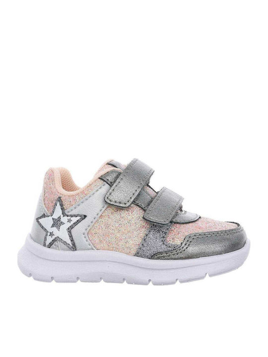 Kids Sneakers Anatomic With Hoop & Loop Closure Silver