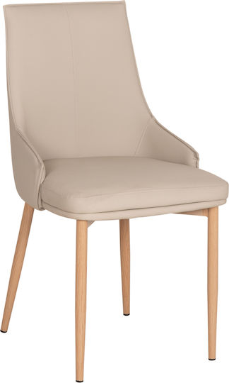 Nordik Dining Chairs with Leatherette Upholstery Cream 2pcs 47x50x86cm