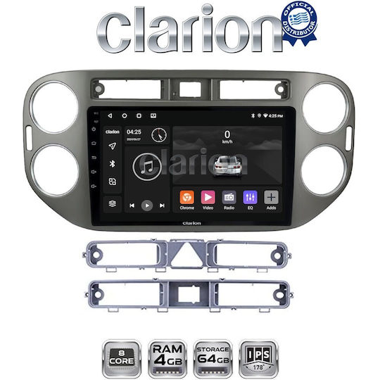 Clarion Gl52590g Οθόνη Oem Multimedia Αυτοκινήτου Vw Tiguan 2007 2016 Ανθρακί Carplay Androidauto Bt Gps Wifi Gprs