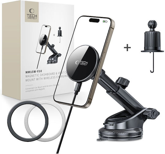Tech-Protect Mm15w-v10 Magnetischer Magsafe Auto Halterung Cockpit Windschutzscheibe Luftventil Schwarz