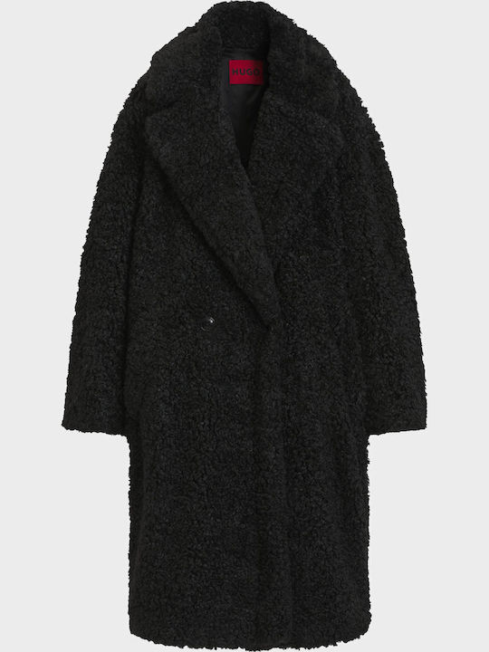 Teddy Women's Coat Black Oversized