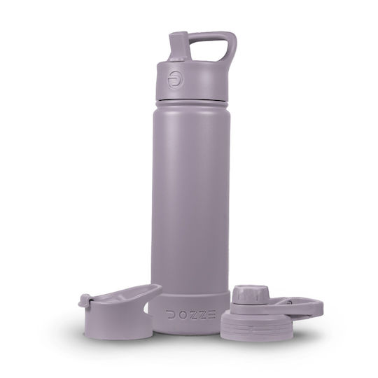 Dozze Monochrome Edition Thermos Bottle Stainless Steel BPA Free 620ml Mauve Purple with Straw and Handle