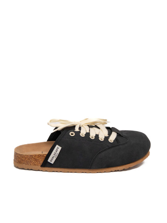 Dualscape Leder Damen Pantoletten mit Absatz in Schwarz Farbe