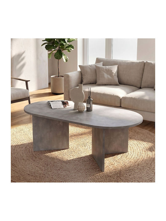 Oval Central Coffee Table Cortado Wooden Grey C...