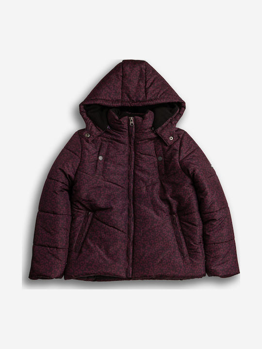 Kids Casual Short Hooded Brown Jacket