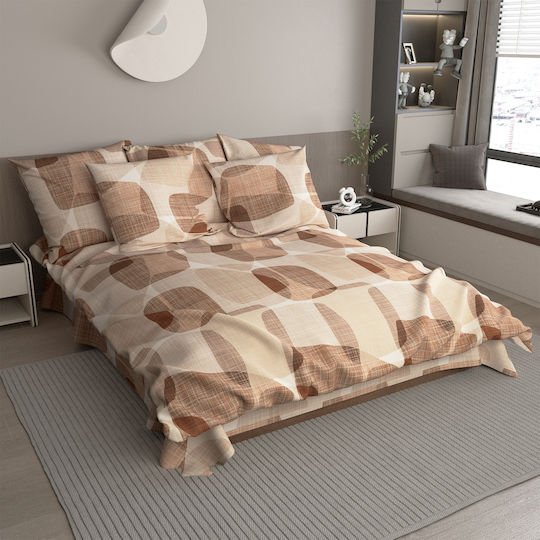 Charalambidis Textiles Βότσαλο Σετ Σεντόνια Μονά 160x260εκ. Βότσαλο (κεραμιδί) (3τμχ)