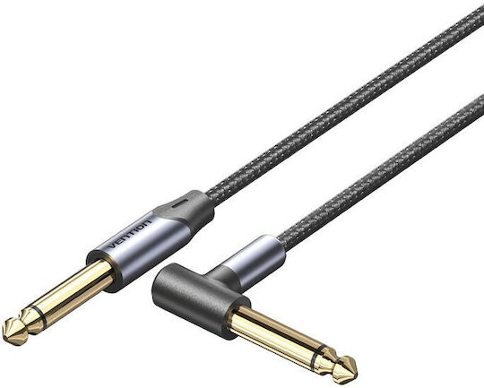 Vention Audio 6.3mm M To 6.3mm M Right Angle Braided-metal 3.0m Bkehi
